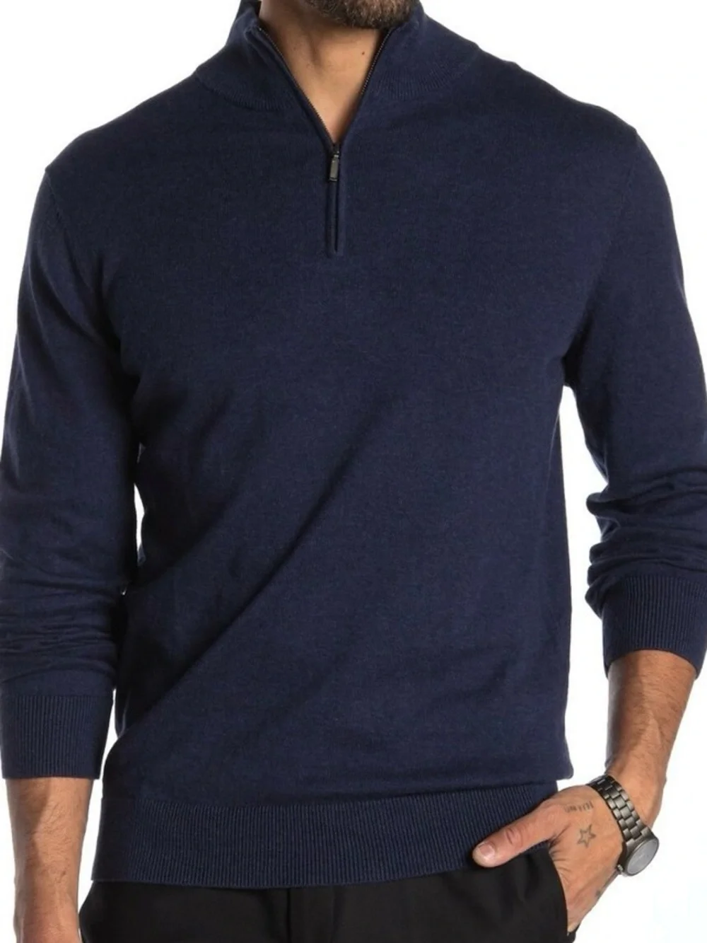 Michael Kors Men’s Navy Blue 1/4 Zip Pullover Sweater Size M